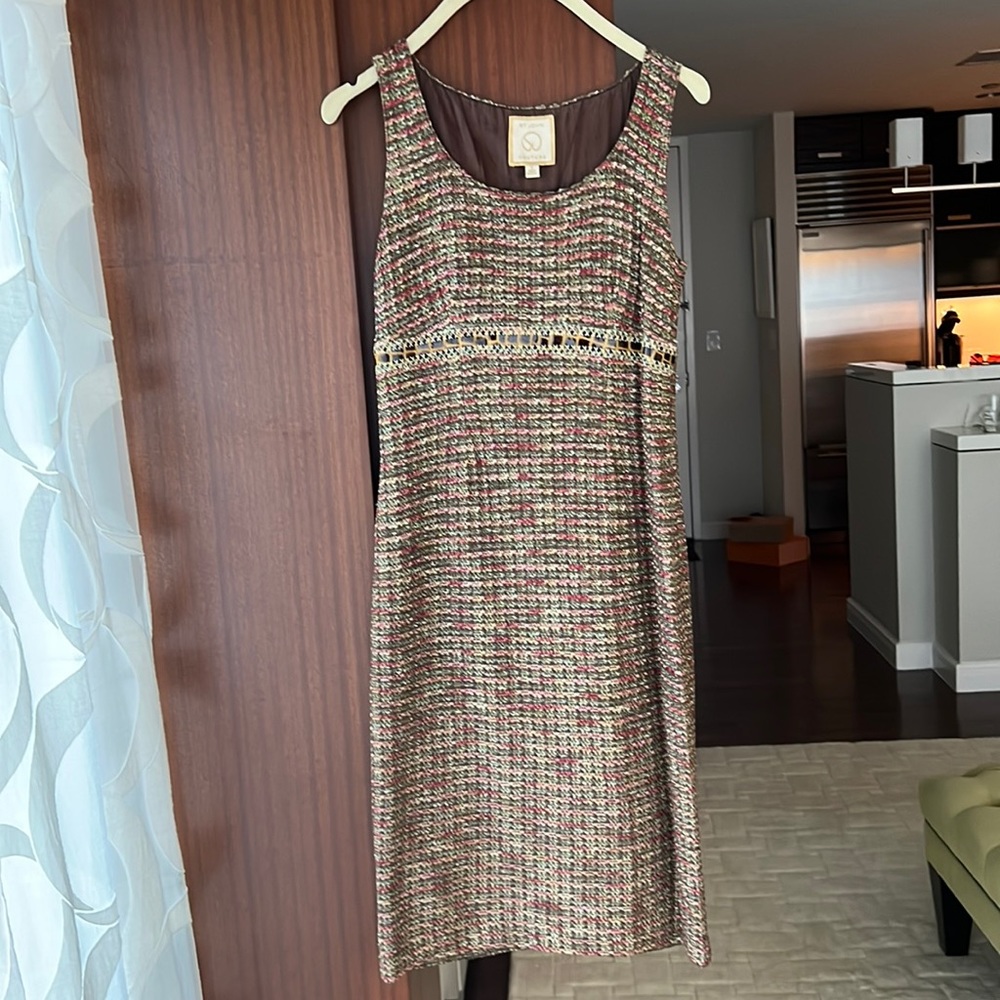 St. John Couture sleeveless dress and matching cropped jacket.